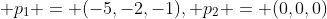  p_{1} = (-5,-2,-1), p_{2} = (0,0,0)