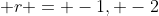 r = -1, -2