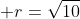  r=\sqrt{10}