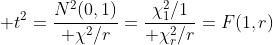  t^2={N^2(0,1)\over \chi^2/r}={\chi_1^2/1\over \chi_r^2/r}=F(1,r)