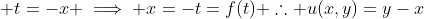 t=-x \implies x=-t=f(t) \therefore u(x,y)=y-x