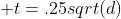  t=.25sqrt(d)