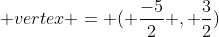  vertex = ( \frac{-5}{2} , \frac{3}{2})