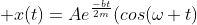  x(t)=Ae^{\frac{-bt}{2m}}(cos(\omega t)