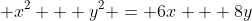  x^2 + y^2 = 6x + 8y