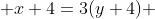  x+4=3(y+4) 