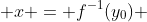  x = f^{-1}(y_0) 