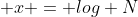  x = log N