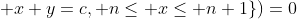 m_2(\{(x,y)\in\mathbb{R}^2; x+y=c, n\le x\le n+1\})=0
