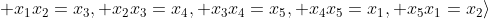 \langle x_1, x_2, x_3, x_4, x_5; x_1{x_2}=x_3, x_2{x_3}=x_4, x_3{x_4}=x_5, x_4{x_5}=x_1, x_5{x_1}=x_2\rangle