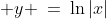  y \:=\:\ln|x|