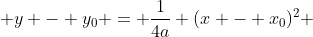 y - y_0 = \frac{1}{4a} (x - x_0)^2 