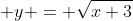  y = \sqrt{x+3}