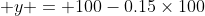  y = 100-0.15\times100