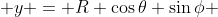  y = R \cos{\theta} \sin{\phi} 