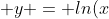 y = ln(x), \frac{dy}{dx} = \frac{1}{x}