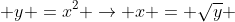  y =x^2 \to x = \sqrt{y} 