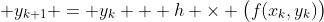  y_{k+1} = y_k + h \times \big(f(x_k,y_k)\big)