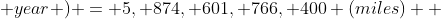  186,282.4(speed \;  of light \;   in \;   miles  \; per \;   second  )  \cdot 31,536,000 (seconds  \;  in  \;   one  \; year ) = 5, 874, 601, 766, 400 (miles)  