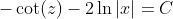 -\cot(z)-2\ln|x|=C