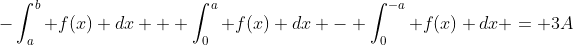 -\int^{b}_{a} f(x) dx + \int^{a}_{0} f(x) dx - \int^{-a}_{0} f(x) dx = 3A