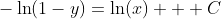 -\ln(1-y)=\ln(x) + C