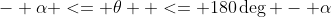 - \alpha <= \theta  <= 180\deg - \alpha