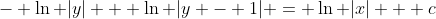 - \ln |y| + \ln |y - 1| = \ln |x| + c