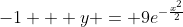 -1 + y = 9e^{-\frac{x^2}{2}}