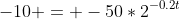 -10 = -50*2^{-0.2t}
