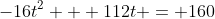 -16t^2 + 112t = 160