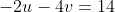 -2u-4v=14