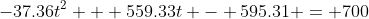 -37.36t^2 + 559.33t - 595.31 = 700