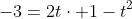 -3=2t\cdot 1-t^2~\implies~t^2-2t-3=0~\implies~t=3~\vee~t=-1