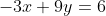-3x+9y=6