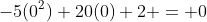 -5(0^2)+20(0)+2 = 0
