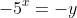 -5^x=-y