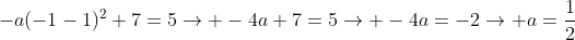 -a(-1-1)^2+7=5\rightarrow -4a+7=5\rightarrow -4a=-2\rightarrow a=\frac{1}{2}