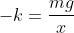 -k=\frac{mg}{x}
