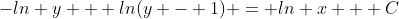 -ln y + ln(y - 1) = ln x + C