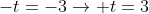 -t=-3\rightarrow t=3