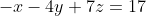 -x-4y+7z=17