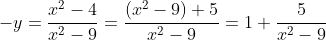 -y=\frac{x^2-4}{x^2-9}=\frac{(x^2-9)+5}{x^2-9}=1+\frac{5}{x^2-9}