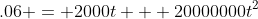 .06 = 2000t + 20000000t^2
