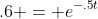 .6 = e^{-.5t}