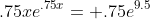 .75xe^{.75x}= .75e^{9.5}