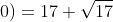f(-\sqrt{17};0)=17+\sqrt{17}