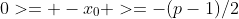 0>= -x_0 >=-(p-1)/2