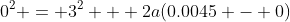 0^2 = 3^2 + 2a(0.0045 - 0)