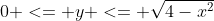 0 <= y <= \sqrt{4-x^{2}}
